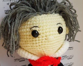 Crochet Beethoven, Musical Gift Knitted Doll, Musical Decoration, Musical Toy, Dolls of Famous People,  Beethoven Composer, Teacher gift