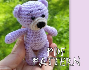 Tiny Bear, Bear Pattern, Crochet Tiny Toy, Teddy Bear, PDF Pattern, Amigurumi Pattern, Instant Download PDF, Woodland Animal, Tiny Amigurumi