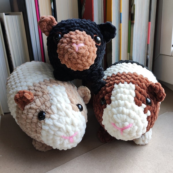 Amigurumi Meerschweinchen, Stofftier, Stofftier, Baby-Dusche-Geschenk, Geburtstags-Geschenk, Braunes und Schwarzes Meerschweinchen, Häkeln Amigurumi, Gestricktes