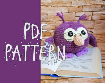 Owl Pattern, Crochet Bird Pattern, Eyeglasses Holder, PDF PATTERN, Home Decor, Instant Download PDF, Crochet Purple Owl, Knitted Pattern