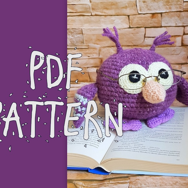 Owl Pattern, Crochet Bird Pattern, Eyeglasses Holder, PDF PATTERN, Home Decor, Instant Download PDF, Crochet Purple Owl, Knitted Pattern