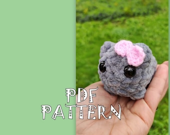 Sad Eyes Hamster Pattern, Crochet Hamster, PDF Pattern, Digital Download PDF, Crochet Amigurumi, Softy Gray Hamster, No Sew Pattern