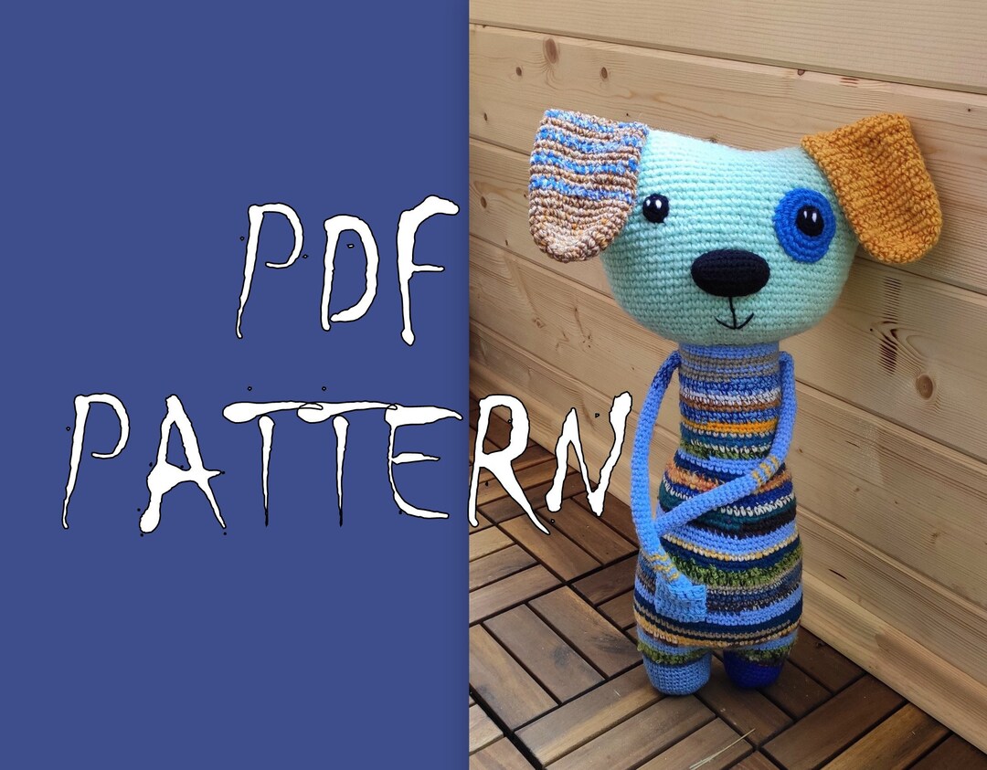 Scrap Yarn Dog, Big Crochet Dog, Dog Pattern, Colorful Dog, PDF Pattern