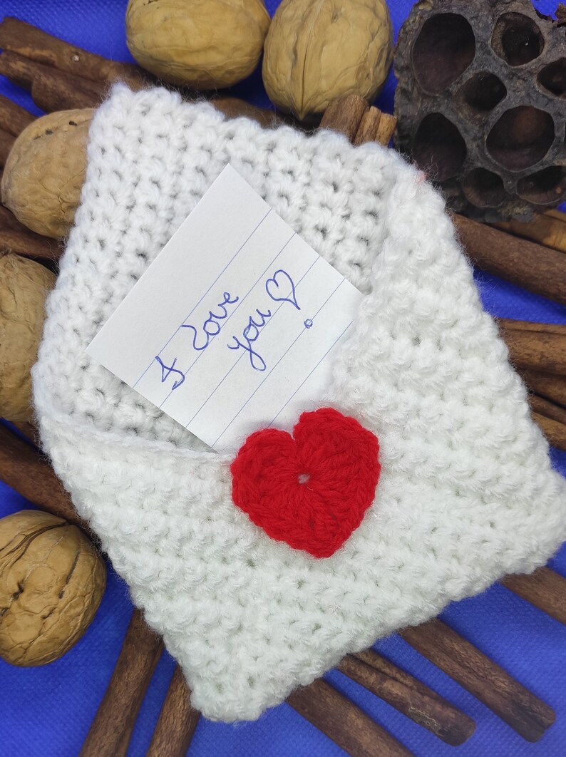 Crochet Envelope Crochet Mail Knitted Gift Bag I Love You Etsy
