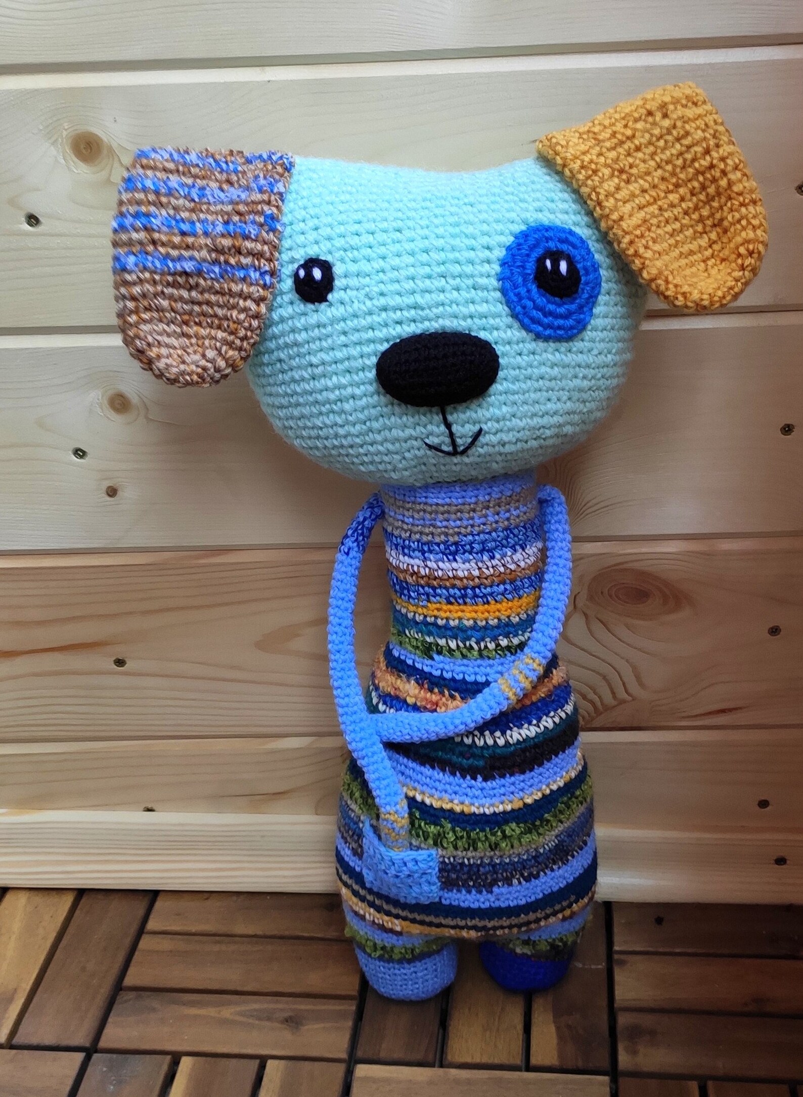 Scrap Yarn Dog Big Crochet Dog Dog Pattern Colorful Dog Etsy