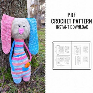 Crochet Rabbit Pattern: Big Scrap Yarn Bunny Toy (PDF Pattern)