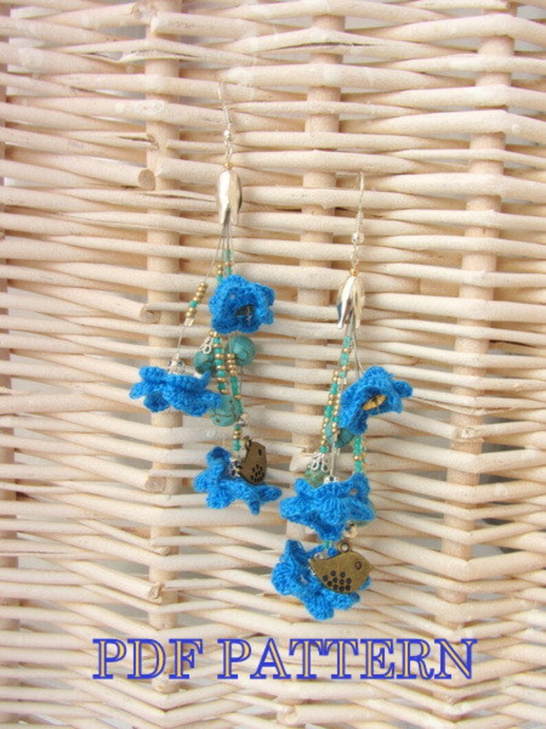 Crochet Earrings PATTERN PDF Pattern Blue Earrings Knitted Etsy