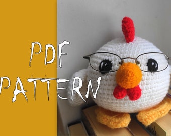 Chicken Pattern, Crochet Bird Pattern, Eyeglasses Holder, PDF PATTERN, Home Decor, Instant Download PDF, Easter Hen, Chicken Toy