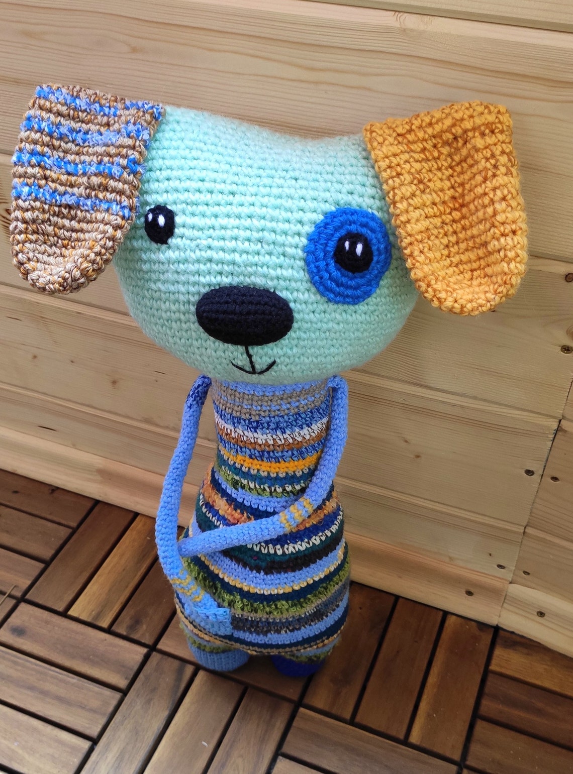 Scrap Yarn Dog Big Crochet Dog Dog Pattern Colorful Dog Etsy