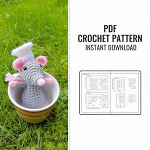 Patrón de ratón chef de ganchillo: Amigurumi de rata cocinera (patrón en PDF)