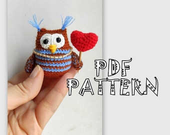Valentine's day Pattern, Owl Pattern, Tiny Owl with Love, Crochet Bird Pattern, PDF PATTERN, Home Decor, Instant Download PDF, Knit Pattern