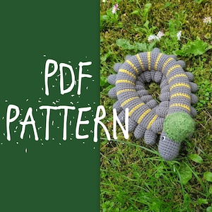 Worm pattern, Crochet caterpillar, Crochet millipede pattern, PDF PATTERN, Amigurumi Pattern, Instant Download PDF, Wild Animal, Mr Worm