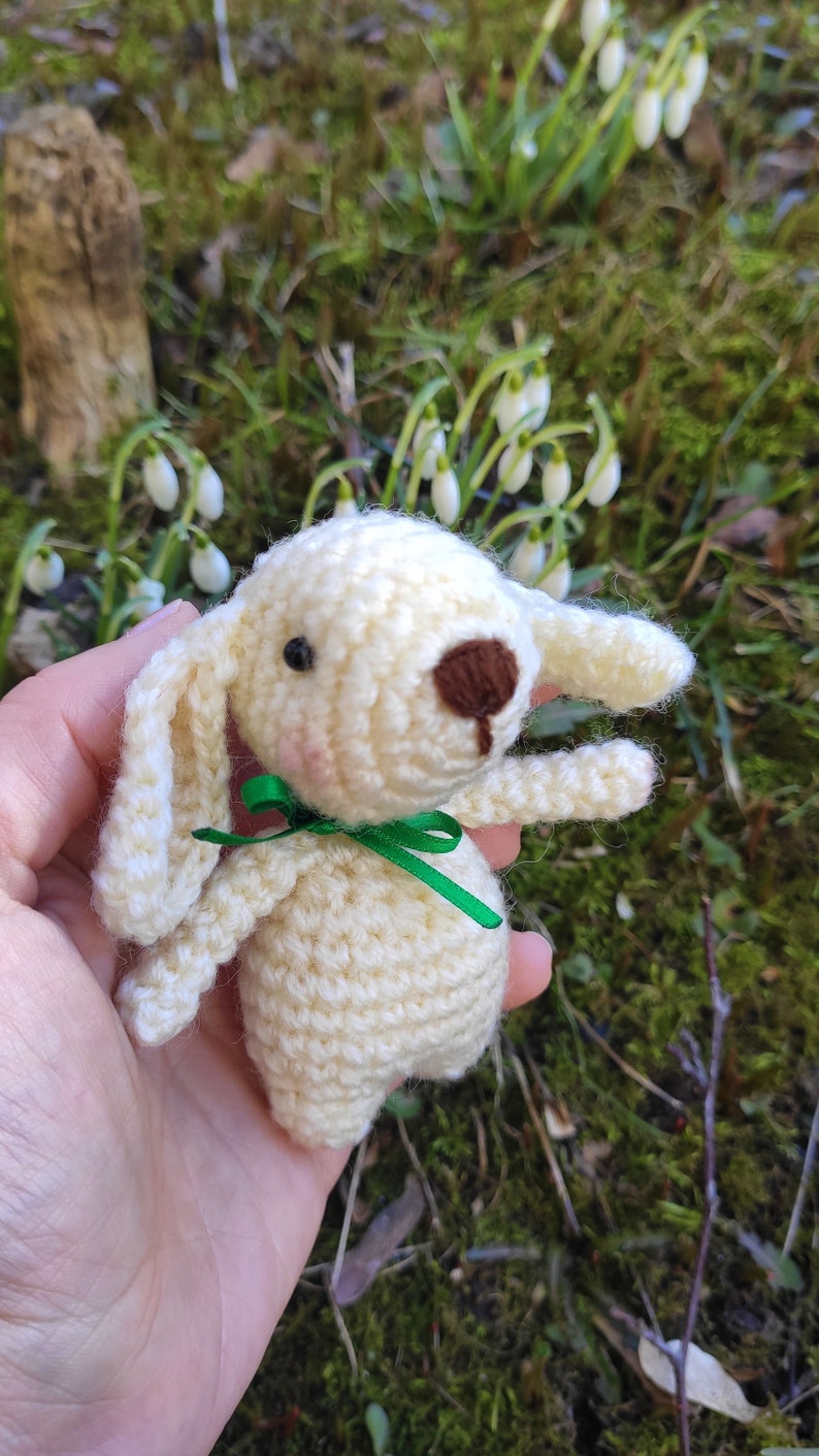 Bunny Plush Crochet White Bunny Handmade Bunny Knitted Animal Bunny Easter symbol Knitted Rabbit Amigurumi Bunny Gift for Kid