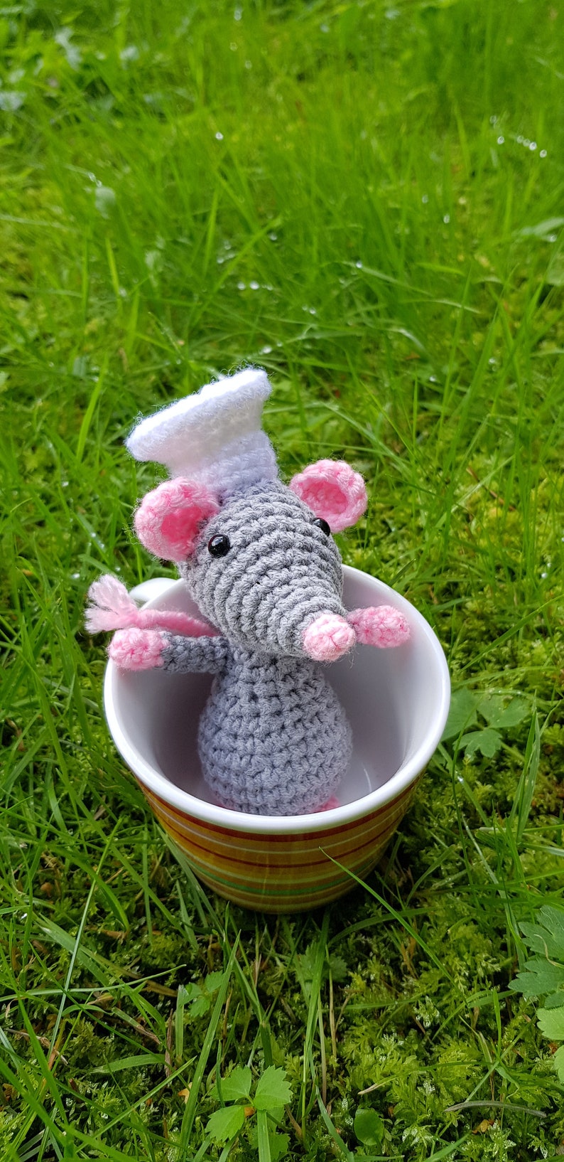 Tiny Mouse Amigurumi, Crochet Rat, Knitted Mouse, Cook Chef Mouse, Handmade Mouse, Knitted Animal, Amigurumi Crochet Toy, Kichen decor image 1