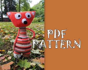 Scrap Yarn Fox, Big Crochet Fox, Fox Pattern, Colorful Fox, PDF Pattern, Instant Download PDF, Crochet Amigurumi, 50 cm Toy, 20 inches Toy