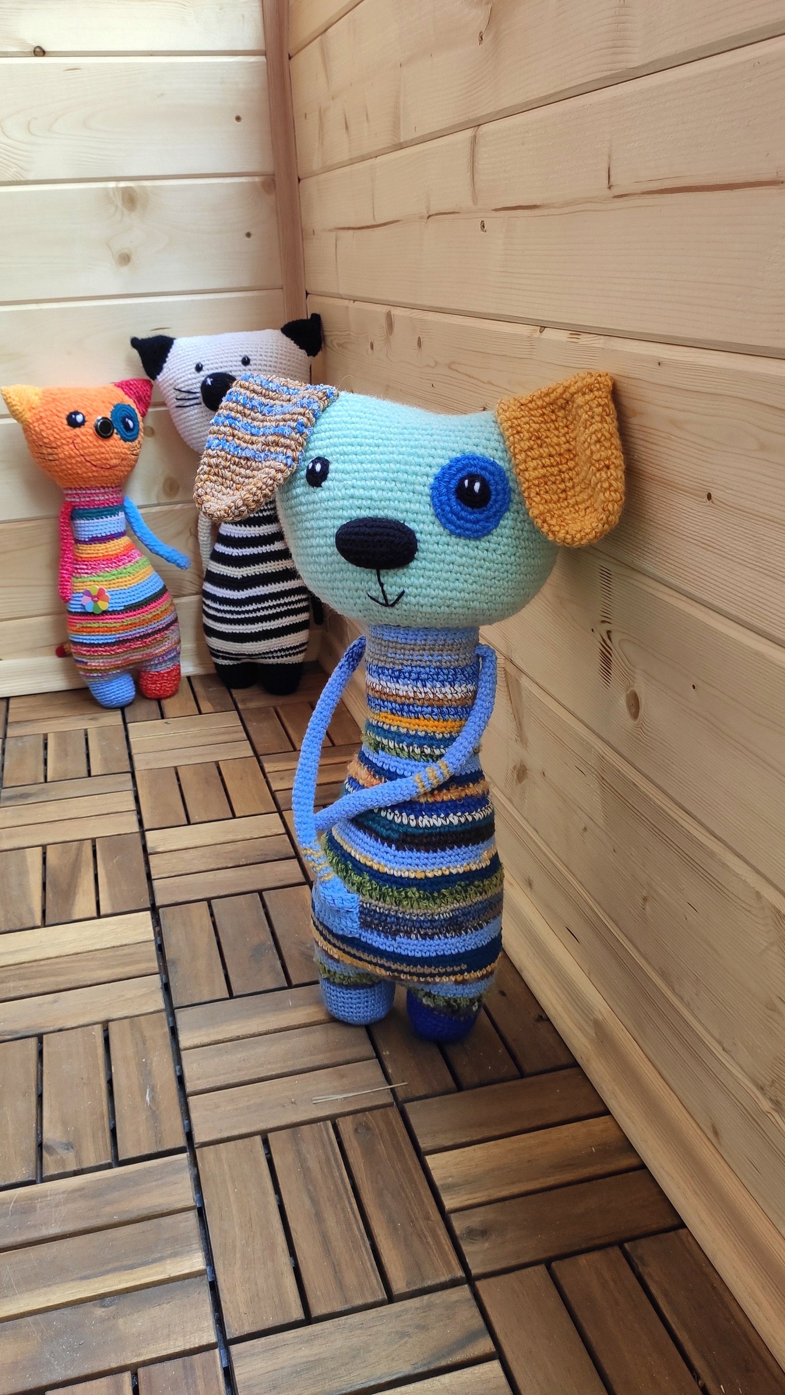 Scrap Yarn Dog Big Crochet Dog Dog Pattern Colorful Dog Etsy