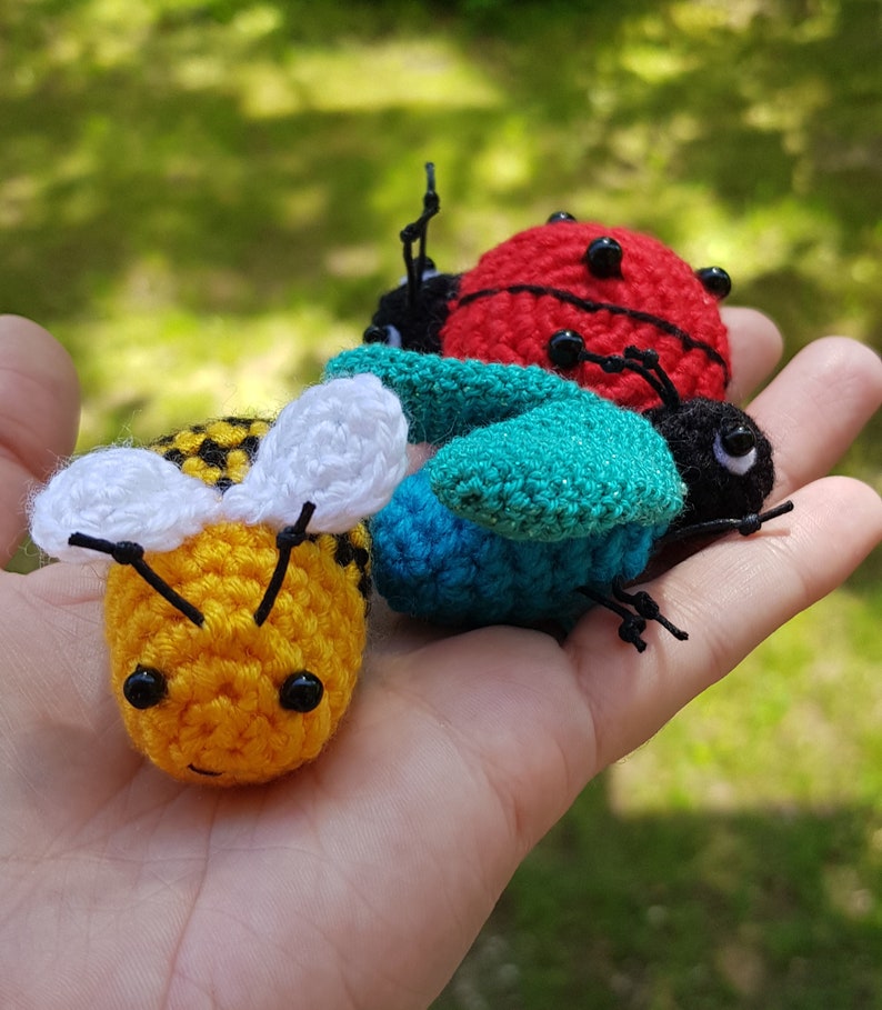 Crochet Bugs SET 3 TOYS Knitted Ladybug Miniature Insect Etsy