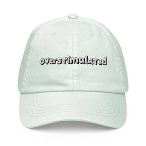 Overstimulated Hat – Pastel Denim Baseball Cap, Funny Embroidered Hat