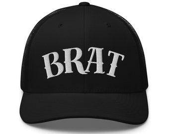 Brat Summer Edgy Tattoo Font Hat Trucker Cap White Font