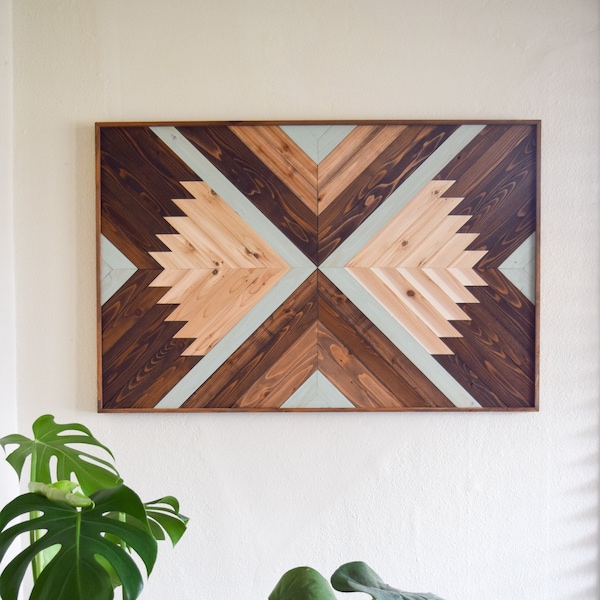 INDRA Geometrisk Träväggkonst: Modern Boho-inredning
