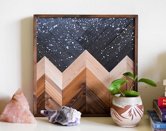 Chevron Mountain Wood Wall Art: Modern Rustic Decor