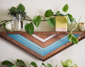 Wood Wall Art Triangle Shelf #1 - WAVE - Floating Shelf