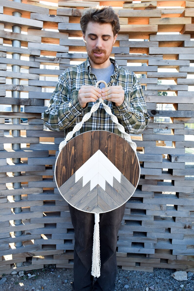 Mt Shasta Wood Wall Art Mountain Wall Art Mountain Wood Art Round Wooden Wall Art Modern Wood Art Round Fiber Art Boho Nursery