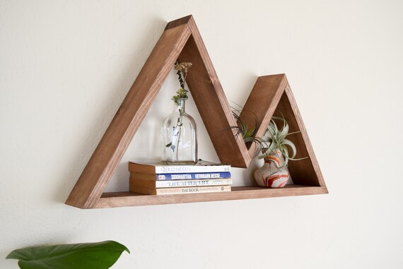 Mountain Shelf Wood Floating Triangle Shelves Geometric Modern
