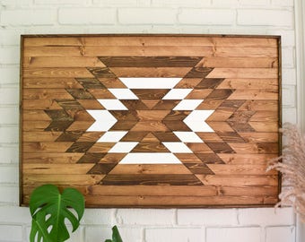 TAOS Geometric Wood Wall Art: Boho Decor (36x24 in)