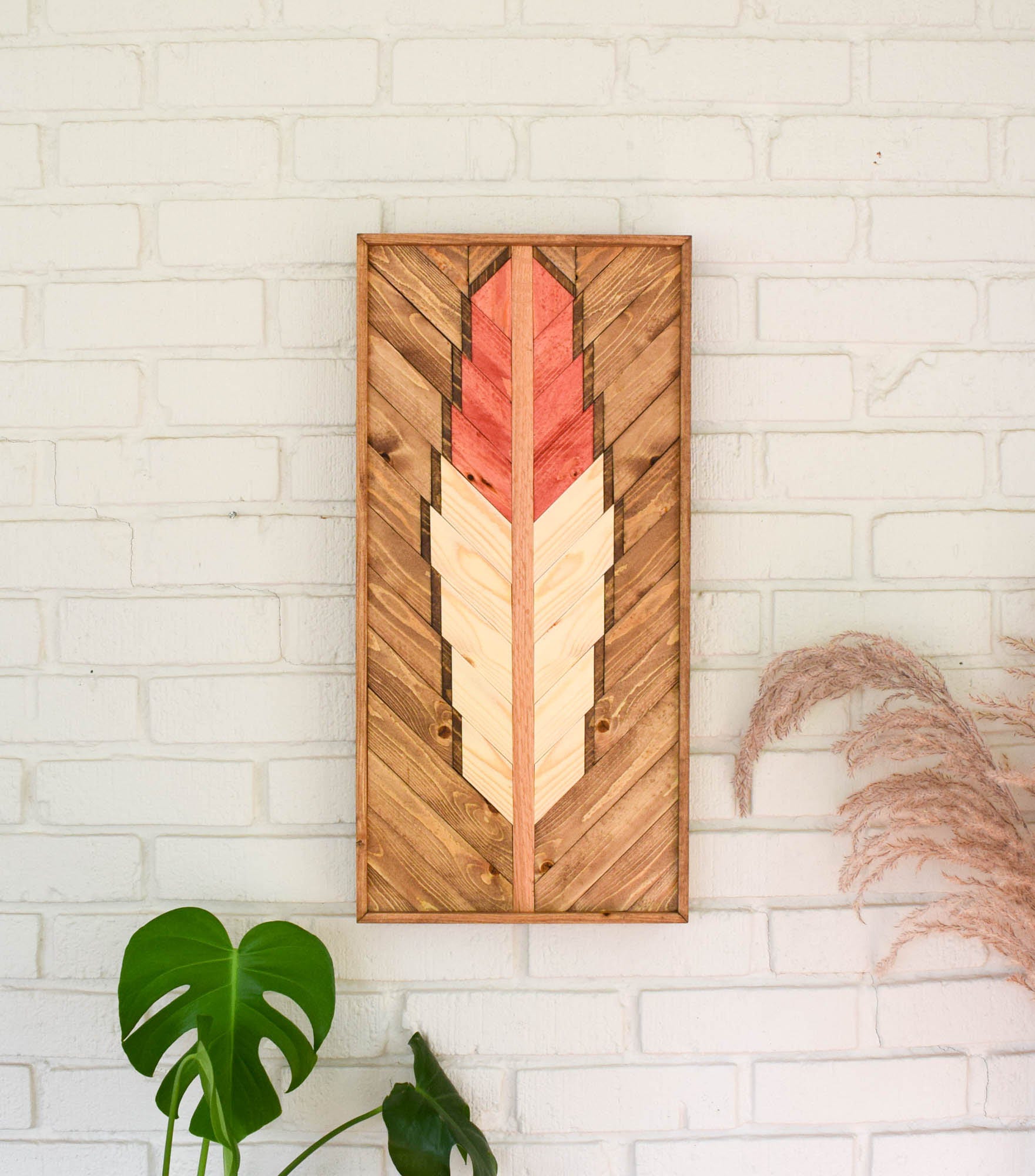 TURQUOISE Wood Wall Art Hanging Feather Wooden Wall Art Etsy
