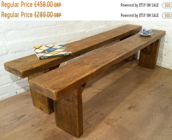 VALENTINE Sale FREE Delivery! X2 8Ft Pair Solid Reclaimed Pine Country Chunky Dining Kitchen Table Benches Village Orchard Furniture