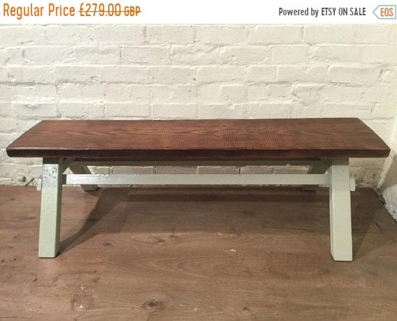 June Sale Free Delivery - Our Architects Bench - HandMade in Solid Pine with a Huge Douglas Fir Wood Beam - Village Orchard Furniture