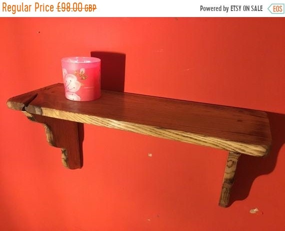 Halloween Sale Hand Made Carved Solid Reclaimed English Oak Kitchen Study Bedroom Shelf