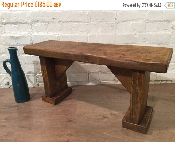 Valentine Sale X-Wide Wide-Foot Solid Rustic Vintage Reclaimed Pine Plank Dining Table BENCH - Village Orchard Furniture