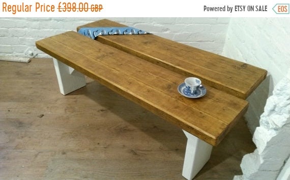 Halloween Sale Free Delivery! Pair of X-Wide F&B Painted 5ft Rustic Reclaimed Pine Dining Plank Table Chair Bench - Village Orchard Furnitur
