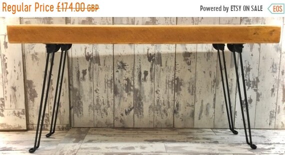 XMAS Sale Industrial Rustic Reclaimed Solid Pine Coffee Table with Foldable Hairpin legs