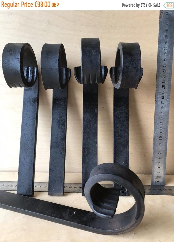 Halloween Sale 5 x Original 20th C English Hand Forged Blacksmith Made Decorative Finial for Front of Bookcase / Kitchen Island