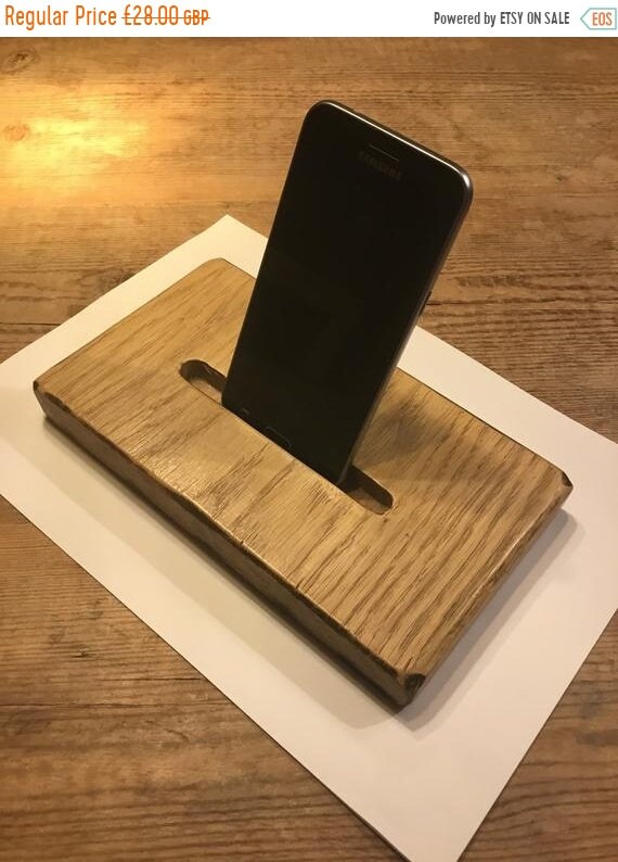 BIG Sale Rustic English Reclaimed Solid Oak IPhone Smart Phone Table Holder Stand