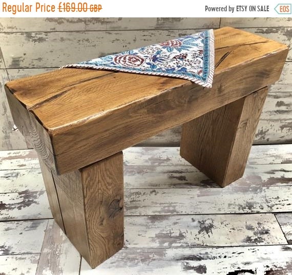 August SALE Hand Made Solid Oak Reclaimed Timber Railway Sleeper Garden Dining Study Bench