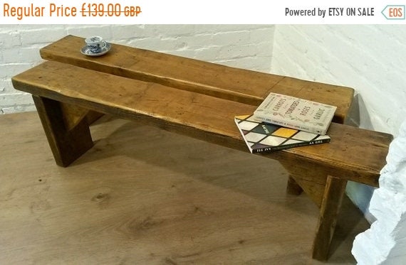 Valentine Sale FREE Delivery! 3ft Hand Made Reclaimed Old Pine Beam Solid Wood Dining Bench