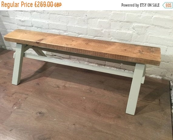 BIG Sale Free Delivery - Our Architects Bench - HandMade in Solid Pine Painted in F&B Reclaimed Wood Beam - Village Orchard Furniture