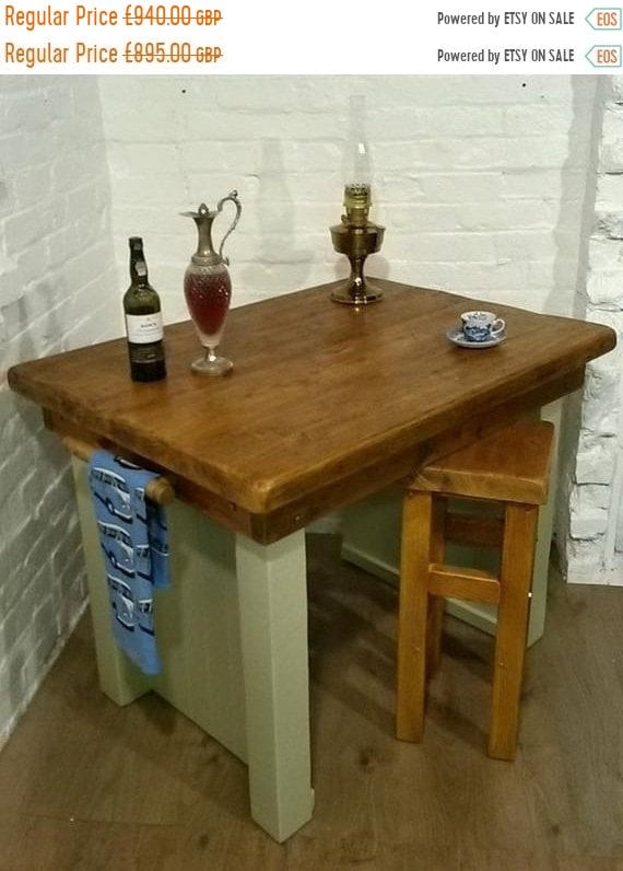 Spring Sale FREE Delivery! Kitchen Island Breakfast Bar & 2 Stools British Hand Made Solid Reclaimed Pine Table