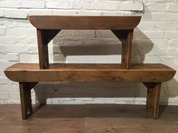 Bonfire Sale / Old School Antique 5ft Rustic Solid Reclaimed Old School Pine Dining Plank Table Chair Bench - Village Orchard Furniture