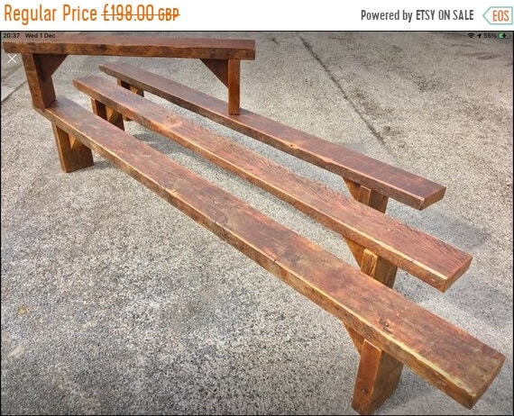 Valentine Sale Huge 6ft-11ft Pub Restaurant Reclaimed Solid Wood Beam Rustic Chunky Dining Bench
