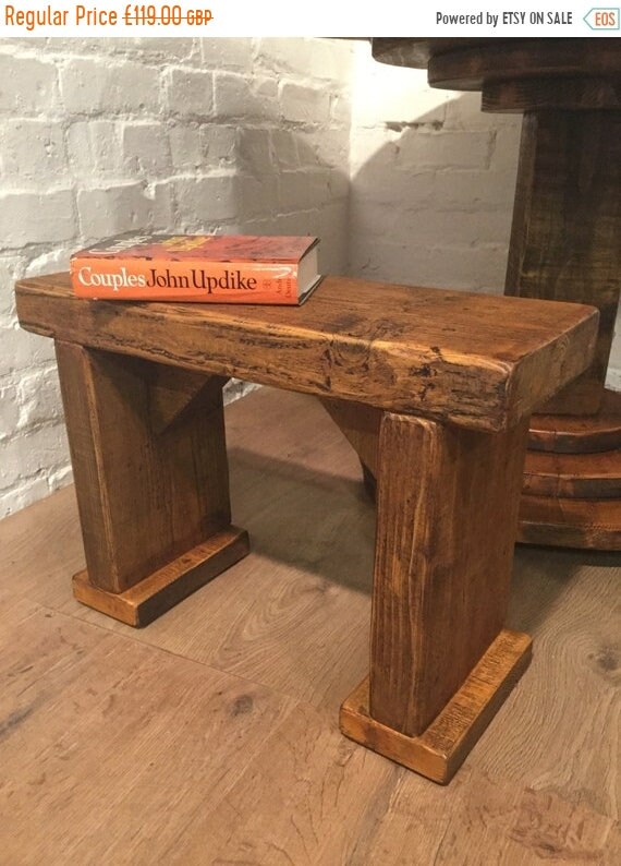 Valentine Sale Summer Sale Free Delivery! SINGLE Wide-Foot Solid Rustic Vintage Reclaimed Pine Plank Dining Table BENCH - Village Orchard Fu