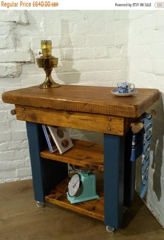 Spring-Sale FREE Delivery! HandMade Country F&B Painted Solid Pine Butchers Block Table Kitchen Island Village Orchard Furniture