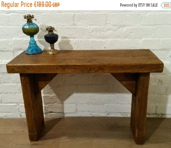Spring Sale Hall Console Rustic Reclaimed Solid Pine Vintage Dining Plank Table Chair BENCH - Village Orchard Furniture