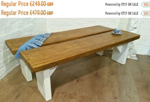 Valentine Sale Free Delivery! 1x Single X-Wide F&B Painted 6ft Rustic Reclaimed Pine Dining Plank Table Chair Bench