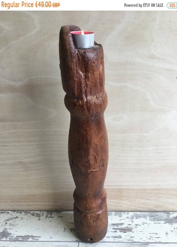 Halloween Sale 1800’s Maritime Ships Old Pine Deck Spindle - Beautiful as a Candle Stand