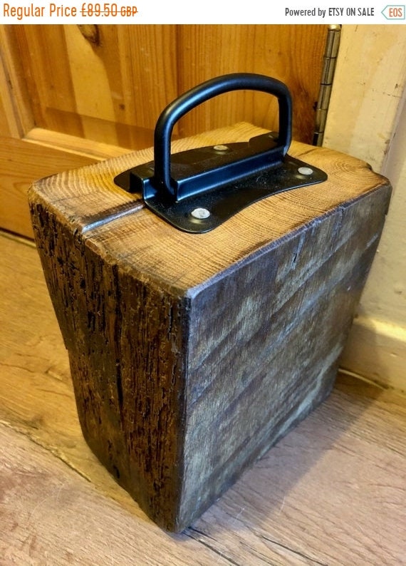 Spring Sale Lge Reclaimed 1800’s Maritime Solid English Oak Country Beam Door Stop & Handle